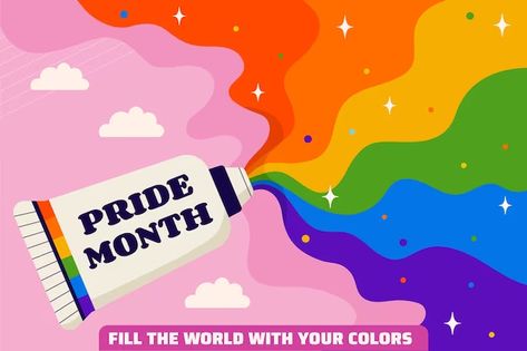 Lgbtq Graphic Design, Pride Month Illustration, Pride Graphic Design, Pride Month Art, Month Themes, Poster Art Ideas, Pride Ideas, Pride Design, Flat Background