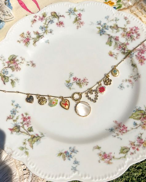 pearls, rhinestones, & sun☀️🧺🌷 #vintagestyle #charmnecklace #summerjewelry #shabbychic #pinterestinspired #cottagecore #fashioninspo #maximaliststyle #styleinspo Maximalist Style, Jewelry Inspo, Summer Jewelry, Cute Jewelry, Charm Necklace, Shabby Chic, Fashion Inspo, Vintage Fashion, Sun