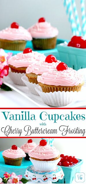 Cherry Frosting Recipe, Cupcakes Recipes Easy, Cherry Buttercream Frosting, Cherry Cupcakes Recipes, Cherry Buttercream, Cherry Frosting, Vanilla Buttercream Icing, Buttercream Frosting For Cupcakes, Grateful Prayer