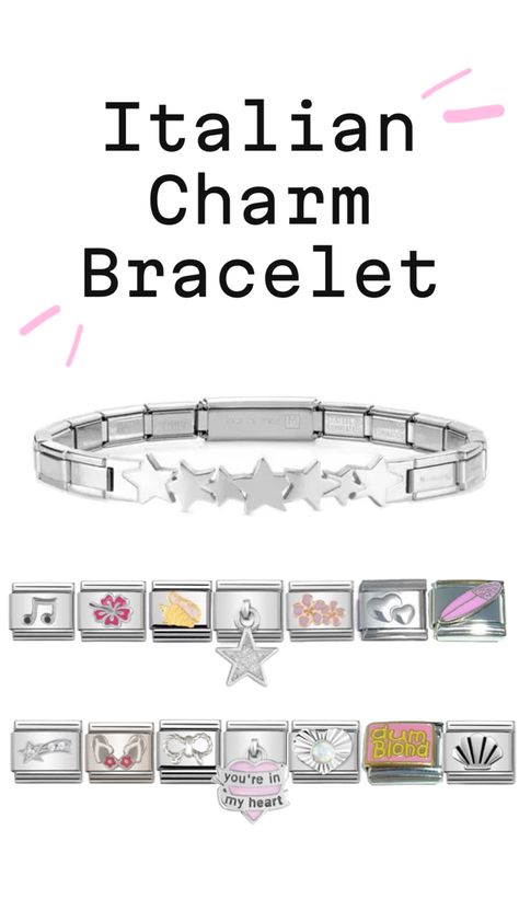 Italian charm bracelet design<3 Nomination Charms, Bracelet Design, Italian Charm Bracelet, Bar Necklace, Bracelet Designs, Back To School, Charm Bracelet, Bracelet, Design