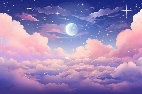 Night sky night astronomy outdoors, pastel moon, pastel galaxy background, astronomy, atmosphere, candy clouds, desktop wallpaper Celestial Aesthetic Wallpaper Laptop, Pastel Moon, Sea Of Clouds, Pastel Galaxy, Background Pastel, Holography, Pastel Clouds, Sky Night, Cute Laptop Wallpaper