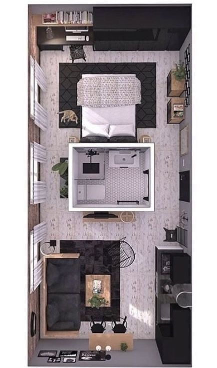 Home Layout Ideas, Plans Of Houses, Small Apartment Floor Plans, Small Apartment Plans, Studio Apartment Floor Plans, Condo House, Studio House, 3d Floor Plans, House Floor Design