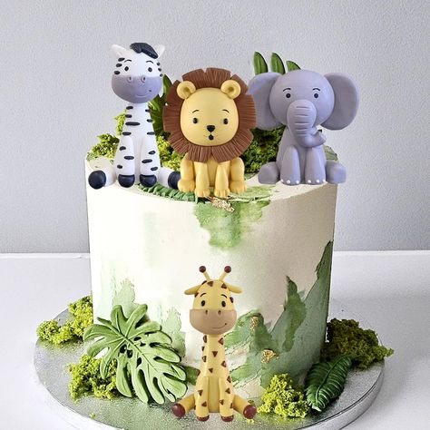 PRICES MAY VARY. PACKAGE – Including a lion, a giraffe, an elephant and a zebra cake topper. MATERIAL – The jungle animals cake toppers are made of soft clay. Size as the picture shows. CAKE DECORS – The safari animal cake topper is perfect for safari animal themed party, birthday party, wild one cake topper, jungle cake topper, animal cake decorations. When you receive the animal cake toppers, don’t need to do anything else, you can use them directly, then celebrate your party. UNIQUE DESIGN – Jungle Birthday Cakes, Cars Theme Cake, Jungle Theme Cakes, Boys 1st Birthday Cake, Baby Boy Birthday Cake, Animal Birthday Cakes, Baby First Birthday Cake, Jungle Theme Birthday, Jungle Cake