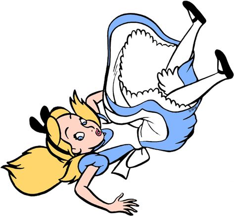 Alice In Wonderland Falling, Alice Falling, Falling Down The Rabbit Hole, Alice In Wonderland Clipart, White Rabbit Alice In Wonderland, Alice In Wonderland Flowers, Alice In Wonderland Drawings, Old Book Crafts, Disney Cartoon Characters