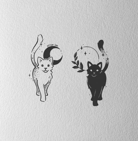 Whichy Vibes Tattoo, Casper Tattoo, Tattoo Partner, Crisp Ink, Bestie Tattoo, Ghost Tattoo, Tattoos Geometric, Cat Tattoo Designs, Bff Tattoos