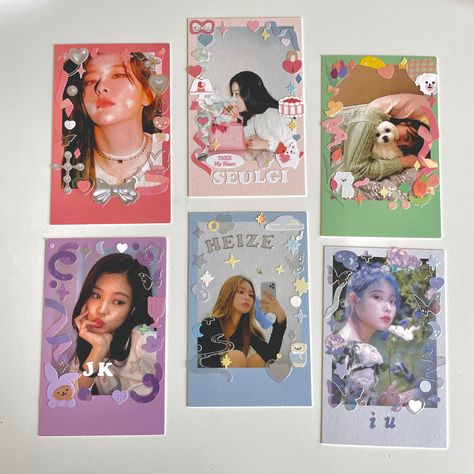 K Pop Photocards Decoration, Photo Card Decoration, Decorated Polaroid Pictures, Decorated Kpop Photocards, Kpop Polaroid Decoration, Kpop Decorated Photocard, Decorated Polaroid, Decorated Photocard, Photocard Sticker Deco