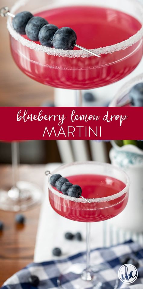 Sip on the refreshing combination of blueberries and lemons with this simple yet sophisticated Blueberry Lemon Drop Martini. Learn how to shake a cocktail that's the perfect blend of sweet, tart, and refreshing! Whether you're hosting a gathering or enjoying a quiet night in, this martini is the perfect way to add a splash of refreshing flavor to your day. Blueberry Lemon Cocktail Recipes, Tito’s Blueberry Vodka Cocktail, Flavored Lemon Drop Martini, Blueberry Syrup Cocktail, Fun Cocktail Recipes Vodka, Simple Cocktails Vodka, Easy At Home Cocktail Recipes, Blueberry Lemon Martini, Flavored Vodka Martinis