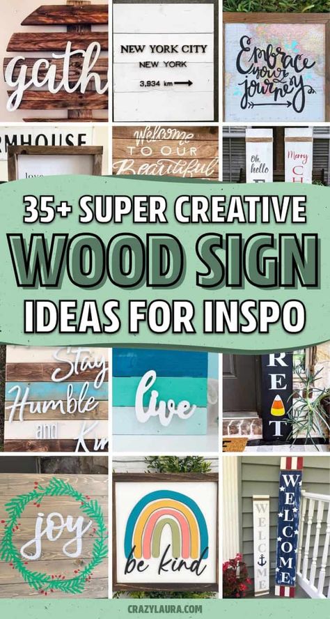 If you’re looking to make your own DIY wooden sign or just want some creative wood sign inspiration… check out these awesome examples! With everything from front porch welcome signs to wall art, you’ll find the perfect idea here! #woodsign #woodencraft #diy #diyideas