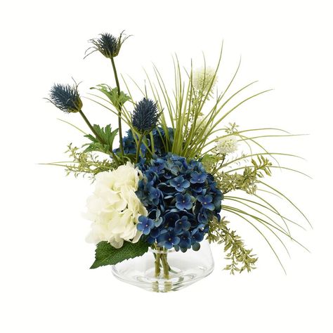 Blue Hydrangea Bouquet, Hydrangea Arrangement, Hydrangea Centerpiece, Hydrangea Arrangements, Peonies And Hydrangeas, Faux Hydrangea, Hydrangea Bouquet, Creative Display, White Hydrangea