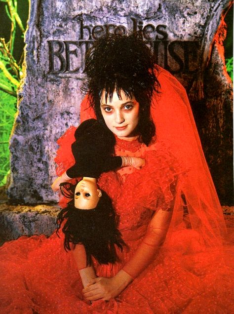 Comedy Movies   ..  Beetlejuice Winona Ryder, Beetlejuice, A Black, Red Dress, A Woman, Orange, Red, Black