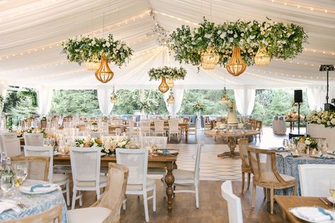 20m structure tent rental on level hardwood floor. Interior draping and chandeliers. Tent Fan, Backyard Tent, Fabric Ceiling, Wall Tent, Italian Cafe, Lantern Chandelier, Outdoor Cafe, Tent Rentals, Wedding Tent