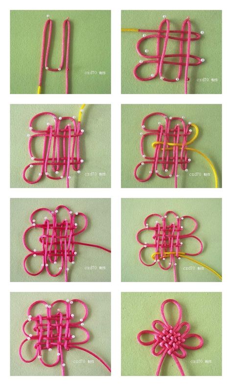 Panchang Knot is so popular that many people think it is “the Chinese Knot". Actually it is only a typical knot genre in Chinese knotting. A basic Panchang Knot consists of 8 loops and 8 ears. The... Pola Macrame, Decorative Knots, Knots Diy, Knots Tutorial, Seni Dan Kraf, Pola Sulam, Kraf Diy, Chinese Knot, Macrame Knot