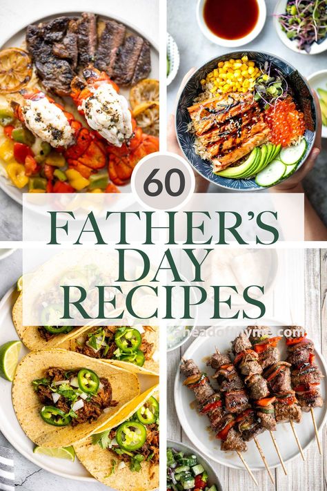 Mexican Pulled Pork Tacos, Fathers Day Lunch, Greek Chicken Souvlaki, Homemade Potato Salads, Homemade Tzatziki Sauce, Salmon Rice Bowl, Salmon And Rice, Summer Corn Salad, Summer Grilling Recipes