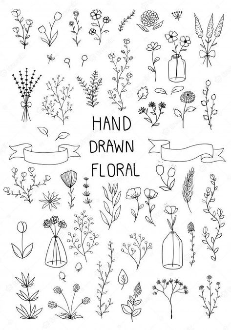 Hur Man Ritar Blommor, Plant Doodle, Arte Doodle, Doodle Art Flowers, Floral Doodle, Doodle Art Journals, Hand Drawn Floral, Drawn Floral, Floral Drawing