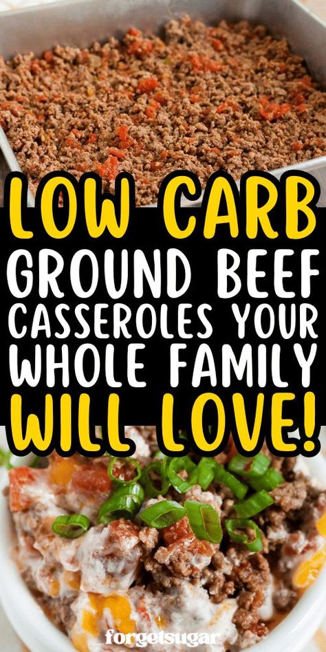 Cue the easy low carb dinner recipes with these low carb ground beef casseroles! I'm sharing seven of my favorite recipes to make dinner a breeze, including Big Mac Casserole, Cheeseburger Casserole, Lasagna Casserole, and more! Simple Low Carb Meals Weeknight Dinners, Low Carb Recipes Casserole, Amazing Low Carb Dinners, Hamburger Meat Recipes Healthy Low Carb, Carb Free Ground Beef Recipes, Recipes With Ground Beef Keto, Keto Lunch Casserole Recipes, Low Carb Hamburger Meals, Healthy Low Calorie Casserole Recipes