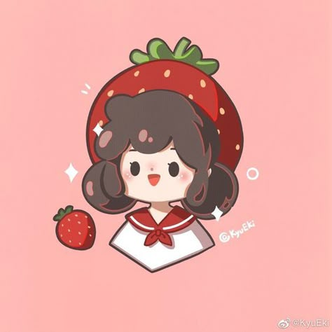 Tanghulu Drawing, Avatar Stickers, Strawberry Art, Chibi Girl, Hello Kitty Iphone Wallpaper, Graphic Design Lessons, Art Wallpaper Iphone, Character Design Animation, Cute Anime Wallpaper