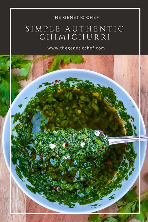 Healthy Chimichurri Sauce, Chimichurri Steak, Pan Seared Pork Chops, Vegetables Pasta, Pesto Spinach, Work Recipes, Pork Adobo, Chimichurri Recipe, Seared Pork Chops