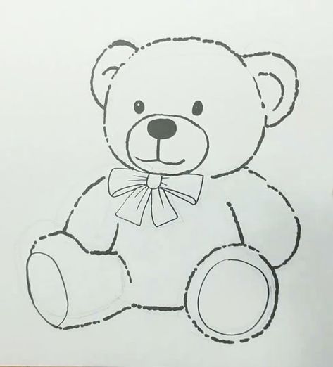 tut: https://youtu.be/vLNcoigS70c Teddy Bear Painting Easy, Chibi Outline, 2025 Journal, Teddy Bear Drawing, Bow Drawing, Pencil Sketchbook, Cute Easy Doodles, Bear Paintings, Easy Doodles