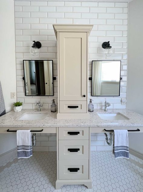 How to Make a Bathroom Handicap Accessible - Erin Zubot Design Bathroom Ideas Handicapped, Accessible House Ideas, Accessible Vanity, Handicapped Bathroom Vanity Ideas, Handicapped Bathroom Vanity, Accessible Shower Design, Wheelchair Accessible Bathroom Sink, Handy Cap Bathroom Ideas, Ada Accessible Bathroom