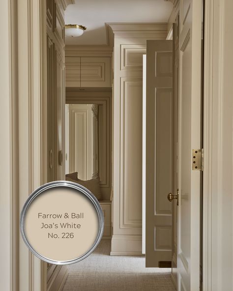 Black Sheep Interior Design | We fell in love with @farrowandball Joa's White for the principal bedroom's walk in closet on project #BSIDdunbar. With its subtle pink… | Instagram White Farrow And Ball Paint, Farrow Ball Joa's White, Joas White Farrow And Ball Hallway, Joas White Farrow And Ball Kitchen, Farrow And Ball Taupe, Joas White Farrow And Ball Living Rooms, Dressing Room Colours, Off White Farrow And Ball, Joas White Farrow And Ball