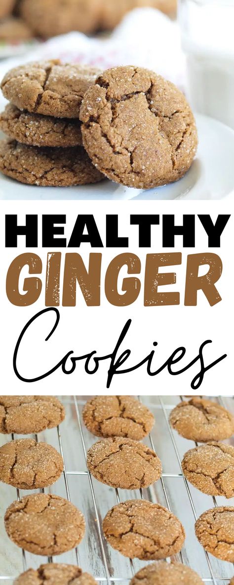 Ginger Snacks Healthy, Healthy Ginger Molasses Cookies, Healthy Gingersnap Cookies, Ginger Cookies Healthy, Ginger Cookies For Nausea, Low Fat Gingerbread Cookies, Almond Flour Ginger Snaps, Sugarless Cookies Healthy, Soft Chewy Ginger Cookies