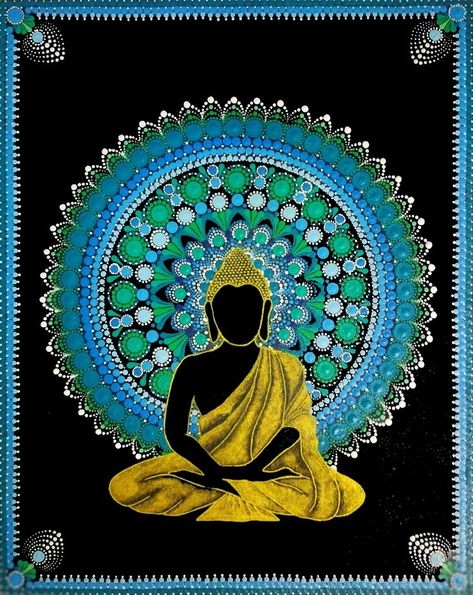 Buddha Mandala Painting, Lord Buddha Canvas Painting, Dot Mandala Buddha, Buddha Dot Painting, Mandala With Clay, Lord Buddha Mandala Art, Mandala Design Art Indian, Buddha Dot Mandala Art, Mandala Art Canvas Painting