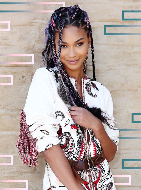 Burning Man Hair, Colorful Box Braids, Bob Box Braids Styles, Box Braids Pictures, Box Braid Hairstyles, Ghana Braids Hairstyles, Triangle Braids, Colorful Box, Small Box Braids