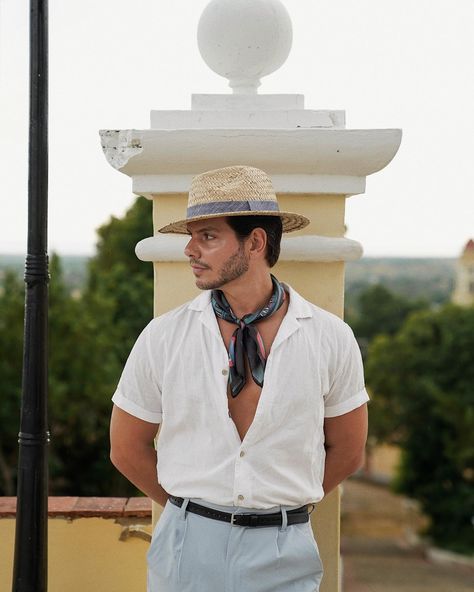 Here's @dfmarin embracing some "classic Cuban" charm. Dressed to perfection whilst wearing the the House Japanese inspired neckerchief. #mensfashion #mensstyle #menstyle #dapper #gentleman #classy #suit #menwithclass #mensfashionpost #mensclothing #suitup #stylish #lookbook #menstyleguide Cuban Outfit Havana Nights, Cuban Outfit Men, Havana Outfit, Cuban Outfit, Havana Nights, Dapper Gentleman, Fashion 1950s, Mens Style Guide, Japanese Men