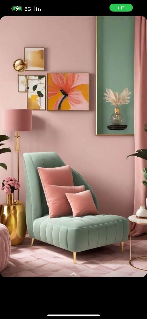 Ruangan Studio, Latest Living Room Designs, Interior Design Courses, Modern Rustic Decor, Living Room Trends, Kitchen Farmhouse, Pink Walls, Furniture Pieces, Bold Color