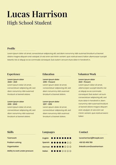 Simple High School Resume High School Resume For College, High School Resume Examples, High School Resume No Experience, High School Psychology Curriculum, High School Student Resume, High School Resume Template, School Resume, High School Resume, Student Resume