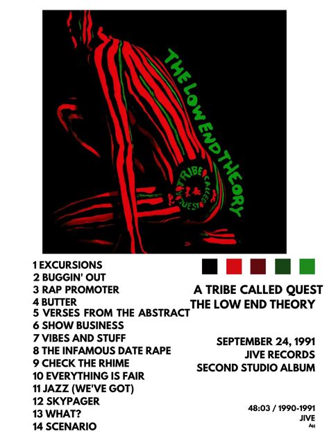 Low End Theory, Album Posters, A Tribe Called Quest, Tribe Called Quest, Film Posters Minimalist, Album Cover Poster, Jive, Cool Posters, Studio Album