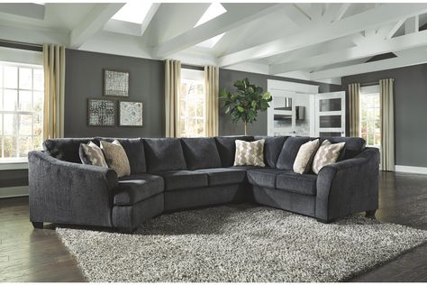 Sectional With Cuddler, Gray Couches, Cuddler Sectional, Furnitur Ruang Keluarga, Large Sectional, Sofa L, Accent Ottoman, Gray Walls, Grey Sectional