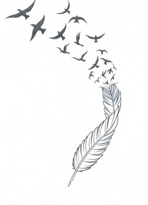 Small Feather Tattoo, Religion Tattoos, Bird Tattoos Arm, Feather With Birds Tattoo, Bird Tattoo Meaning, Bird Stencil, Feather Tattoo Design, Omerta Tattoo, Tattoo Templates