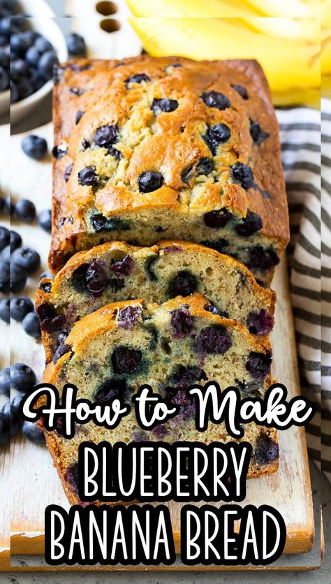 Best Banana Blueberry Bread Recipe, Banana Blueberry Muffins Recipe, Blueberry Loaf Bread Healthy, Blueberry Banana Loaf Recipe, Blueberry Banana Loaf, Blueberry Muffin Banana Bread, Banana Bread With Blueberries Recipe, Easy Banana Blueberry Bread, Quick Blueberry Recipes