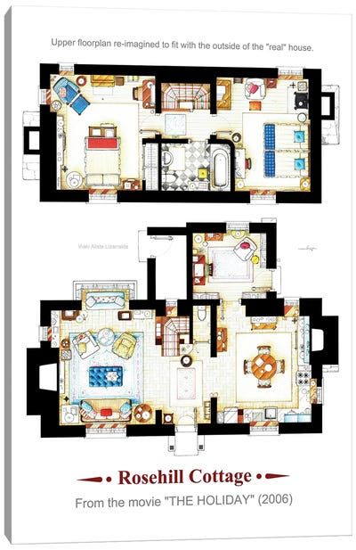 Canvas Art Prints by TV Floorplans & More | iCanvas The Holiday Poster, English Cottage Floor Plans, Rosehill Cottage, The Holiday Cottage, Cottage Floor Plan, Cottage Flooring, Earthy Home Decor, Cottage Floor Plans, Sims House Plans