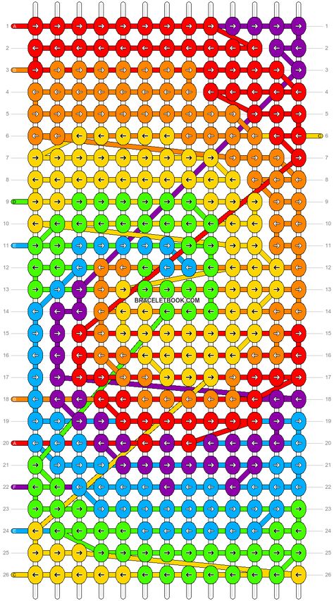 Alpha pattern #31521 variation #20758 | BraceletBook Alpha Patterns Colorful, Alpha Bracelet Pattern Sun, Bracelet Book Alpha Patterns, Fun And Easy Diys, Alpha Friendship Bracelet Keychain Patterns, Lgbtq Bracelet Pattern, Making Friendship Bracelets, Cool Friendship Bracelets, String Bracelet Patterns