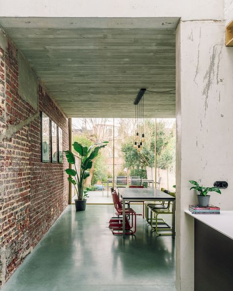 8 concrete flooring ideas that feel surprisingly luxurious | Livingetc Concrete Floor Kitchen, Wooden Shelfs, Concrete Floors In House, Interior Concrete Floors, Ceiling Architecture, Concrete Tile Floor, Leuven Belgium, Concrete Ceiling, Concrete Stained Floors