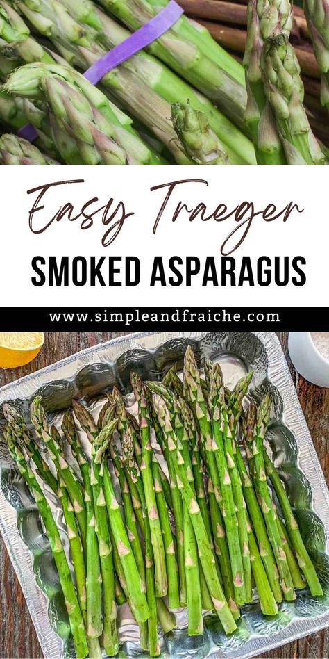 Smoked Asparagus is a healthy and delicious side dish that is incredibly easy to make. All you need is one bunch of asparagus, avocado oil, sea salt, pepper, and lemon, and the pellet smoker takes care of the rest! This is a perfect summer side dish with an amazing flavor that your whole family will enjoy. Traeger Sides, Smoked Avocado, Smoked Asparagus, Truffle Mashed Potatoes, Smoked Dishes, Yummy Vegetable Recipes, Bbq Side Dishes, Bbq Side, Pellet Smoker