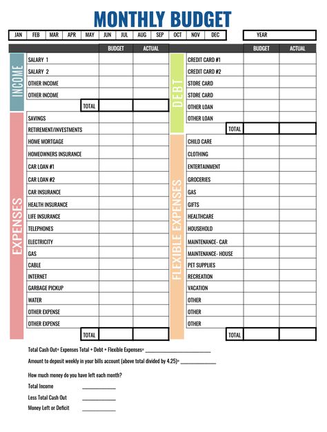 We have provided a FREE printable Monthly Budget worksheet template for you to print out and use to keep your finances in order! Apartment Budget Template, Monthly Budget Worksheet Printable Free, Monthly Bills Template Free Printable, Budget Worksheet Printable Free, Biweekly Budget Printable Free, Monthly Expenses Printable, Budget Planner Printable Free, Budget Planning Template, Free Printable Budget Planner