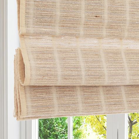 Amazon.com: Artdix Bamboo Roman Shades, Natural Reef Cordless Custom Blackout Woven Wood Shades, Edge Binding Bamboo Window Shades for Indoor Windows : Home & Kitchen Faux Roman Shades Valance, Bamboo Window, Indoor Windows, Bamboo Window Shades, Bamboo Roller Shades, Bamboo Roman Shades, Woven Wood Shades, Indoor Window, Enclosed Patio