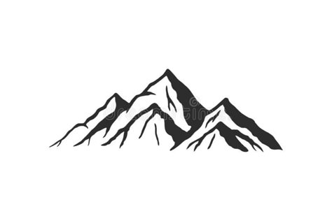 Mountain silhouette - vector icon. Rocky peaks. Mountains ranges. Black and white mountain icon royalty free illustration Mountain Range Silhouette, Mountain Illustration Art, Mountain Sillhoute, Rocky Mountains Tattoo, Mountain Range Drawing, Rocky Mountain Tattoo, Mountain Vector Illustration, Mountain Black And White, Black And White Mountains