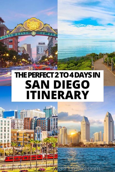 A guide to how to spend a 2, 3 or 4 days in San Diego itinerary including the best things to do, where to stay and day trip options. San Diego And Disneyland Trip, 4 Day Vacation Ideas, What To Do In San Diego, Things To Do San Diego, San Diego Itinerary, San Diego Bucket List, San Diego Activities, San Diego Travel Guide, Southern California Travel