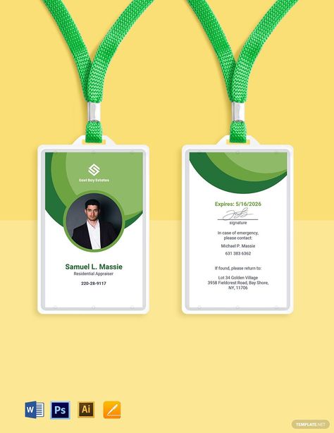 Identity Card Design, Wood Business Cards, Corporate Id, Microsoft Publisher, Id Card Template, Card Format, In Case Of Emergency, Creative Industries, Card Template