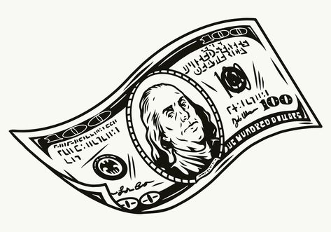 Tattoo Money Dollar, Money Drawing Sketches, Money Tattoo Designs Drawings, Money Illustration Art, Money Silhouette, Money Sketch, Dollar Drawing, Money Tattoo Designs, Money Design Art