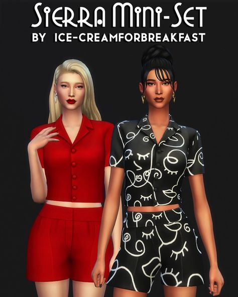 Sierra Mini-Set (August 2024) | Patreon 90s Shows, Clothes Crop Tops, Summer Era, Sims 4 Cc Clothes, Female Sims, Cc Packs, Cc Hair, Tops And Shorts, Cc Clothes