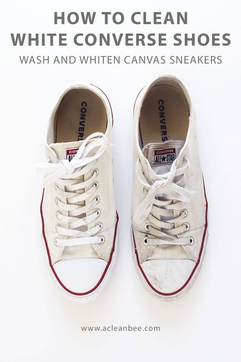 How to Clean and Whiten Converse Shoes without Bleach How To Clean White Chuck Taylors, Bleach Converse, How To Wash Converse, Bleached Converse, Clean White Converse, Cleaning White Canvas Shoes, Clear Converse, Clean Converse Shoes, How To Bleach Whites