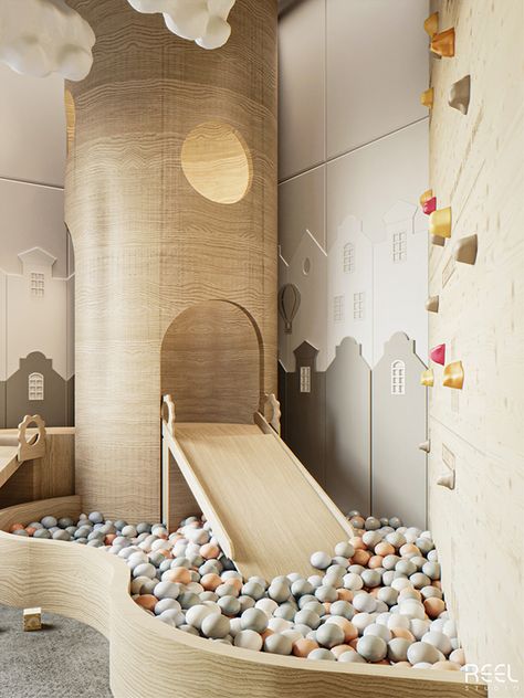 Kids Playroom on Behance Fun Playroom Ideas, Children's Play Area, Indoor Play Area, Kids Salon, Indoor Playroom, Kindergarten Interior, Creative Kids Rooms, Daycare Design, Kids Cafe