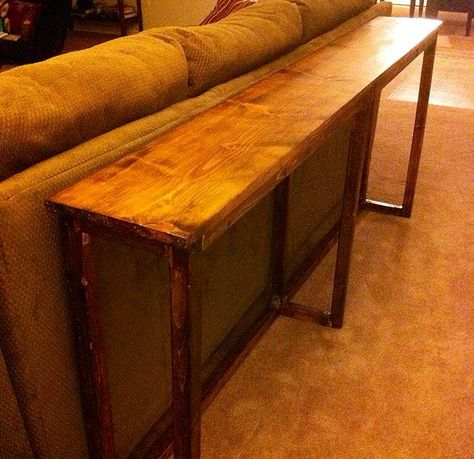 Coach Table, Family Basement, Behind Sofa Table, Table Behind Couch, Behind The Couch, Diy Console, Furniture Apartment, Diy Console Table, Wood Bar Table