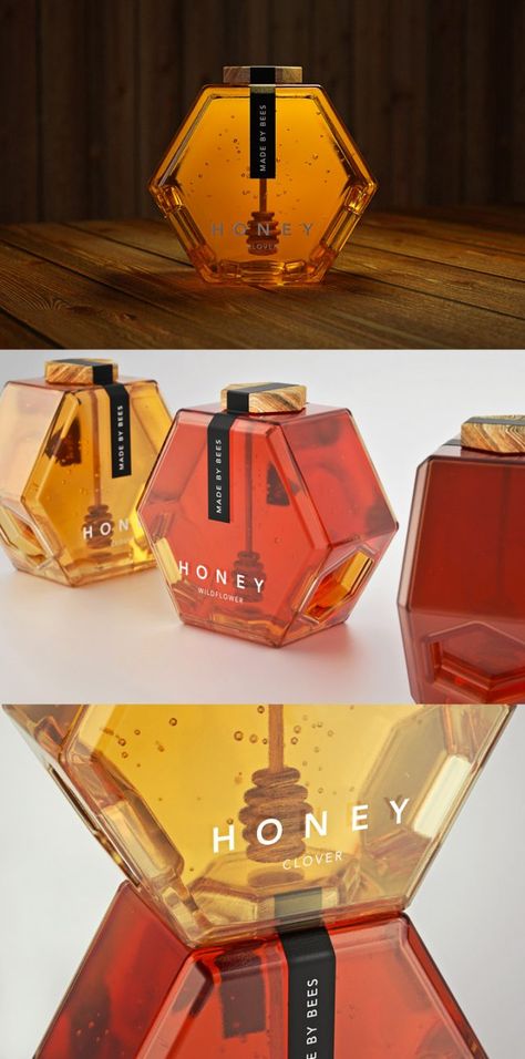 Different Types Of Honey, Luxury Honey Packaging, Honey Branding Design, Honey Bottle Packaging, Honey Packaging Ideas, Honey Jar Packaging, Honey Packaging Design, Bottled Coffee, Honey Branding