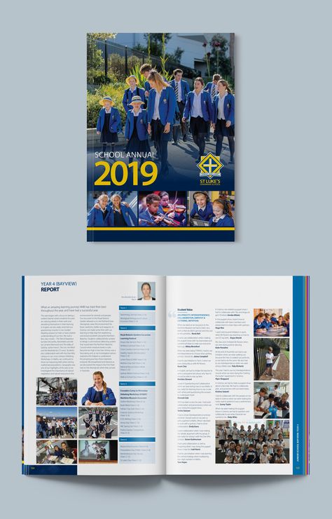 School Yearbook Design, Magazine Page Design, School Magazine, Impact Report, Yearbook Cover, Pages Design, Magazine Pages, Yearbook Covers, Yearbook Design